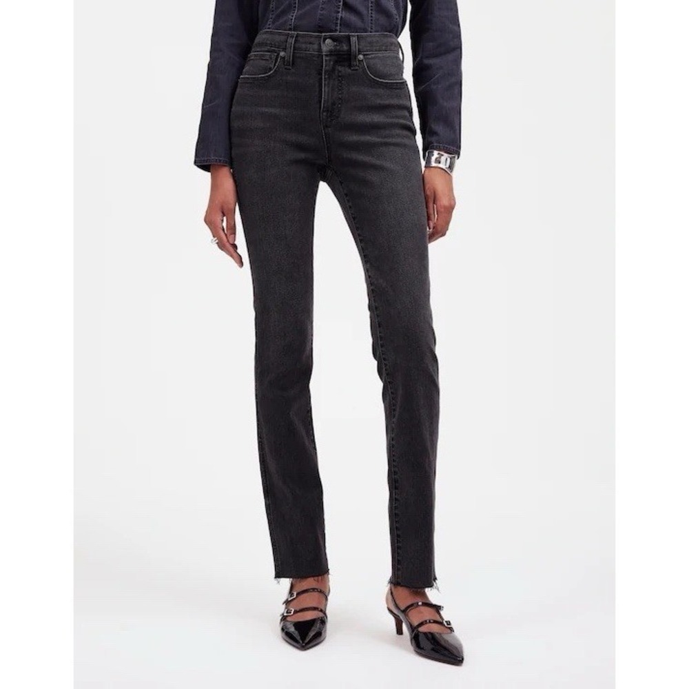 Madewell Stovepipe High Rise Raw Hem Black Jeans Size 24